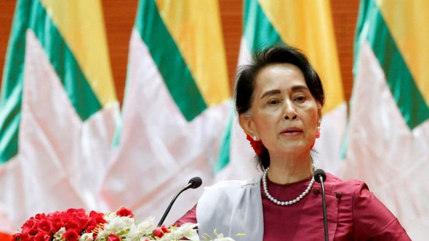 Factbox: Reactions to speech by Myanmar's Suu Kyi on violence in Rakhine State Here are some reactions from diplomats, aid agency officials, human rights groups and others to Myanmar leader Aung San Suu Kyi's speech on violence in Rakhine State.