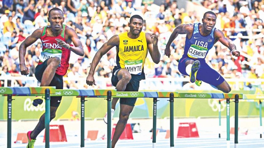 Kerron Clement Clement powers to 400m hurdles gold