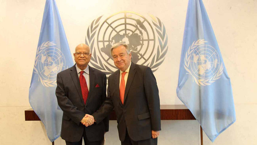 Finance Minister AMA Muhith and United Nations’ Secretary General Antonio Guteress Finance Minister AMA Muhith and United Nations’ Secretary General Antonio Guteress