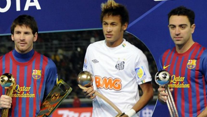 Lionel Messi, Neymar and Xavi Hernandez Lionel Messi, Neymar and Xavi Hernandez.