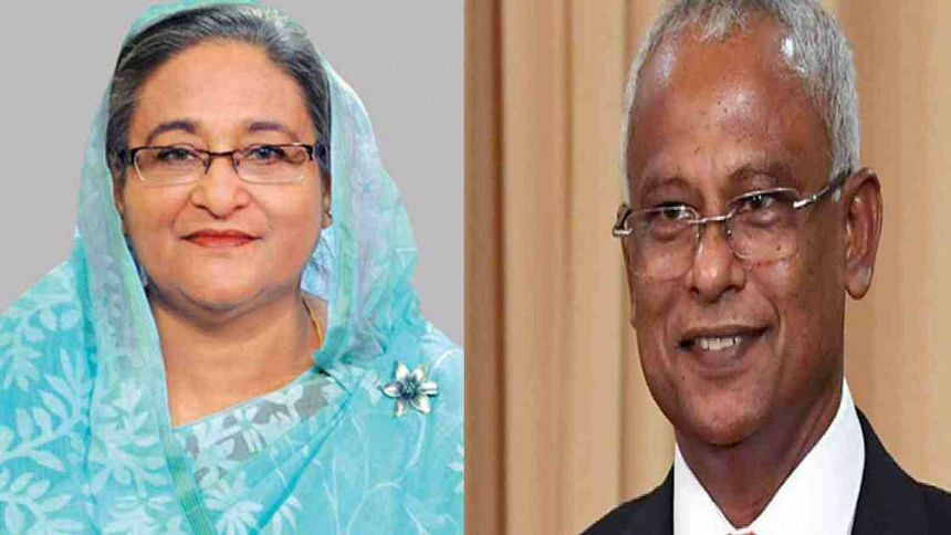 Maldives President Ibrahim Mohamed Solih and Bangladesh Prime Minister Sheikh Hasina Maldives President Ibrahim Mohamed Solih and Bangladesh Prime Minister Sheikh Hasina