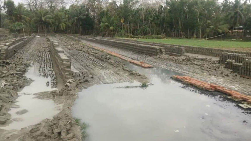 unbaked bricks lie damaged on the premises of a brickfield unbaked bricks lie damaged on the premises of a brickfield