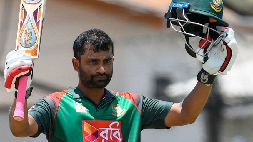 Tamim Iqbal celebrates his century during the 3rd and final ODI match between West Indies and Bangladesh Tamim Iqbal celebrates his century during the 3rd and final ODI match between West Indies and Bangladesh