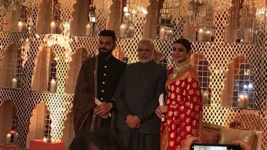 Prime Minister Narendra Modi, Anushka Sharma and Virat Kohli Prime Minister Narendra Modi, Anushka Sharma and Virat Kohli