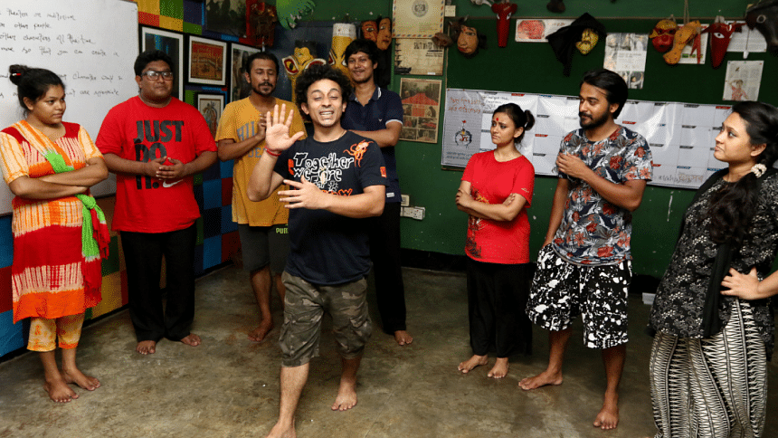 theatre workers at a rehearsal