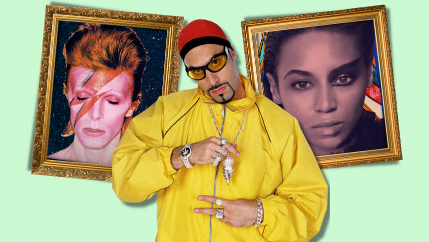 Image of Ali G, David Bowie and Beyonce