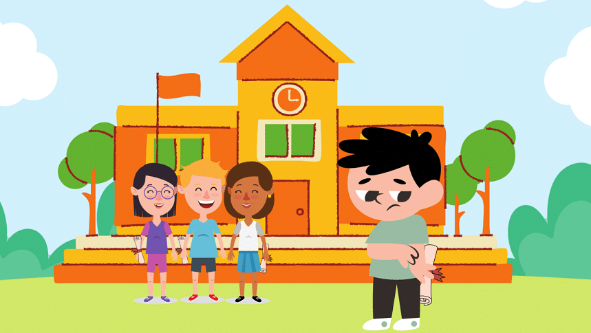 An illustration of students holding their results. A few students in the background are happy and one student in the foreground is sad. An illustration of students holding their results. A few students in the background are happy and one student in the foreground is sad.