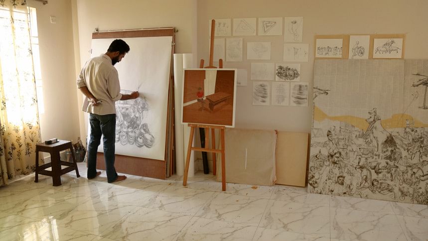 The art of expression: Rakibul Anwar The art of expression: Rakibul Anwar's exhibition "Shonglogno"