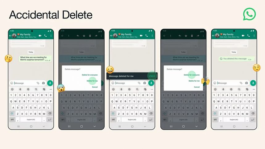 WhatsApp introducing undo button to recover deleted messages WhatsApp undo delete button