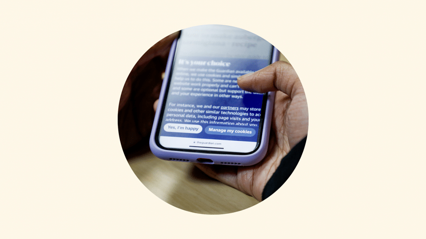 A person clicking the "Accept" button without reading the "Terms & Conditions" page of an app. A person clicking the "Accept" button without reading the "Terms & Conditions" page of an app.
