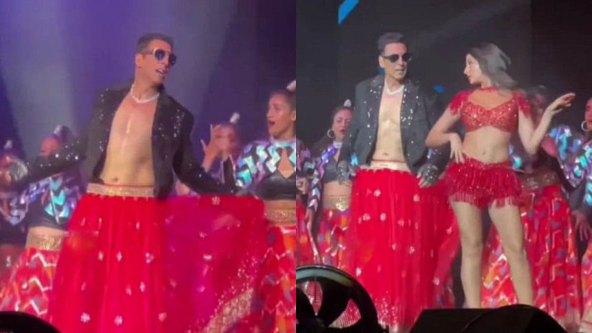 Akshay Kumar Wears A Lehengadances With Nora Fatehi The Daily Star 8836