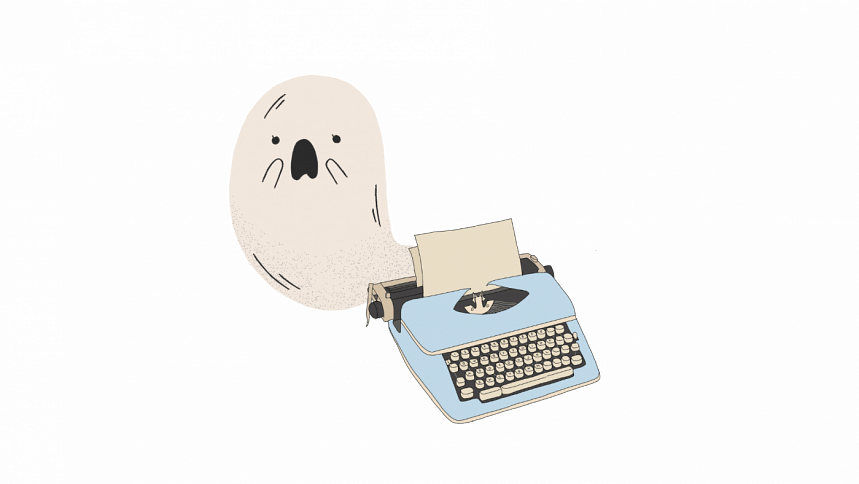 A ghost and a typewriter.