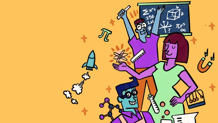 Illustration of student who study pure science.