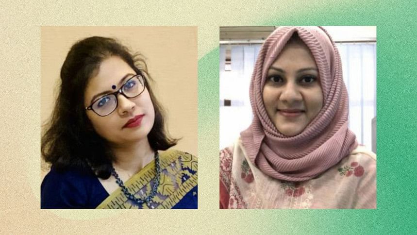 Sunanda Baidya, Associate Professor in the Department of Biochemistry & Molecular Biology at the University of Chittagong (left), and Tahsina Farah Sanam, Associate Professor at the Institute of Appropriate Technology, Bangladesh University of Engineering Sunanda Baidya, Associate Professor in the Department of Biochemistry & Molecular Biology at the University of Chittagong (left), and Tahsina Farah Sanam, Associate Professor at the Institute of Appropriate Technology, Bangladesh University of Engineering