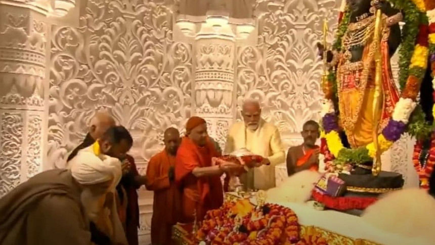 Modi opens flashpoint temple symbolising his changing India India's Ayodhya Ram Mandir temple inaugurated by Modi