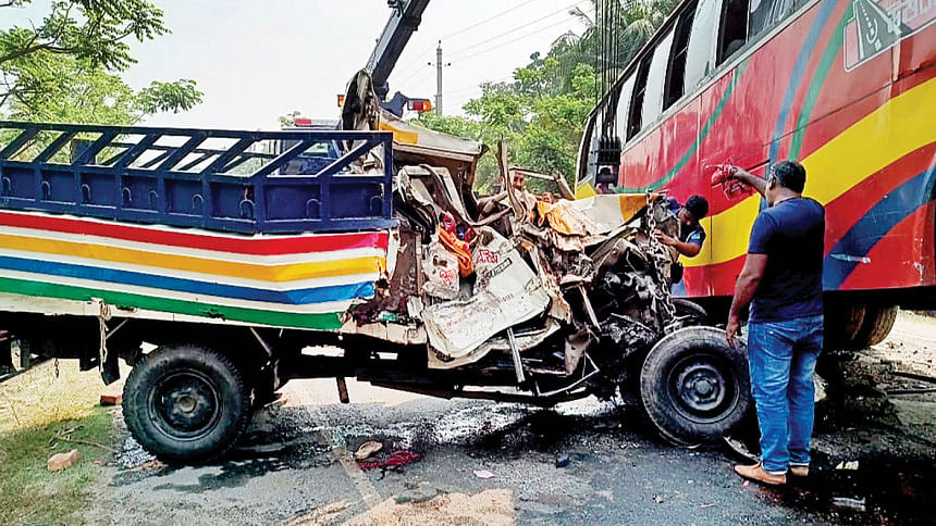 Another day, another crash, 14 more killed 14 dead in Faridpur bus-pickup collision