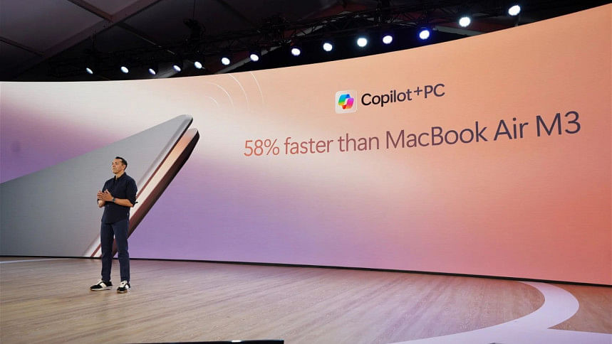 According to Microsoft, Copilot+ PCs are 58% faster than the M3-powered MacBook Air, capable of running multiple small language models locally to power features like a new standalone Copilot app. Image: Microsoft According to Microsoft, Copilot+ PCs are 58% faster than the M3-powered MacBook Air, capable of running multiple small language models locally to power features like a new standalone Copilot app. Image: Microsoft