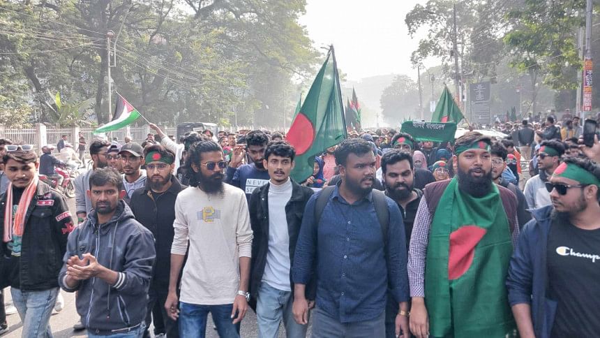 students gathering for unity march in Dhaka students gathering for unity march in Dhaka