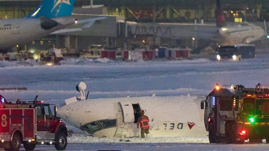 Delta plane flips upside down in Toronto crash, at least 17 injured