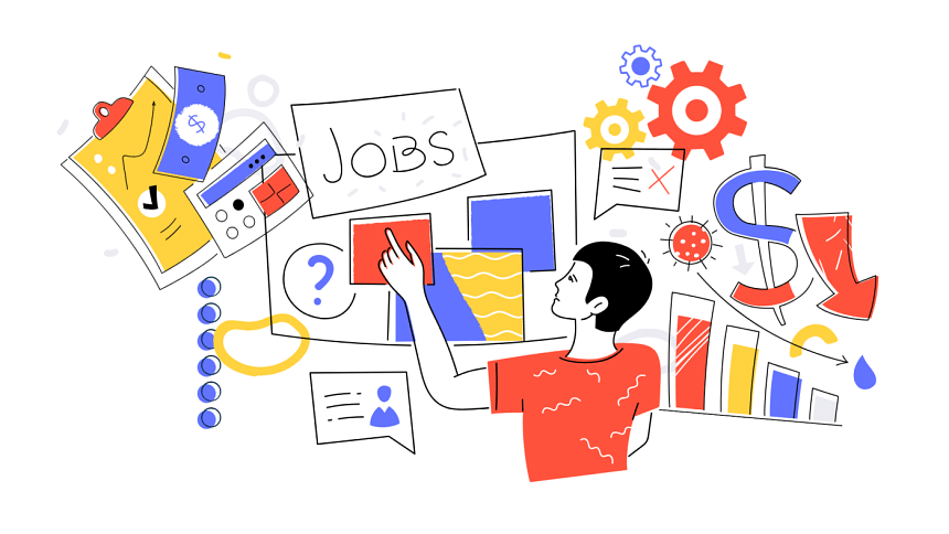 Graphical representation of navigating the job market without connections Graphical representation of navigating the job market without connections