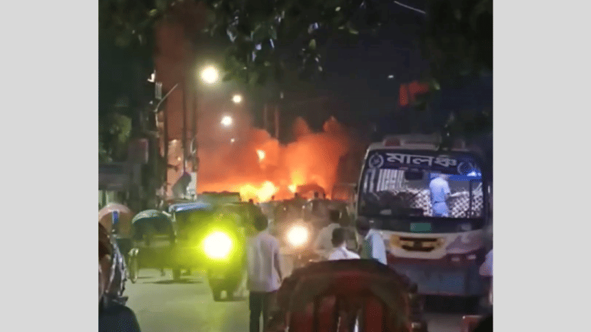Bus set on fire in Old Dhaka