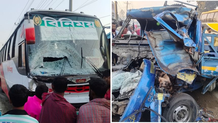 4 killed as bus, pickup collide in Tangail 4 killed as bus, pickup collide in Tangail