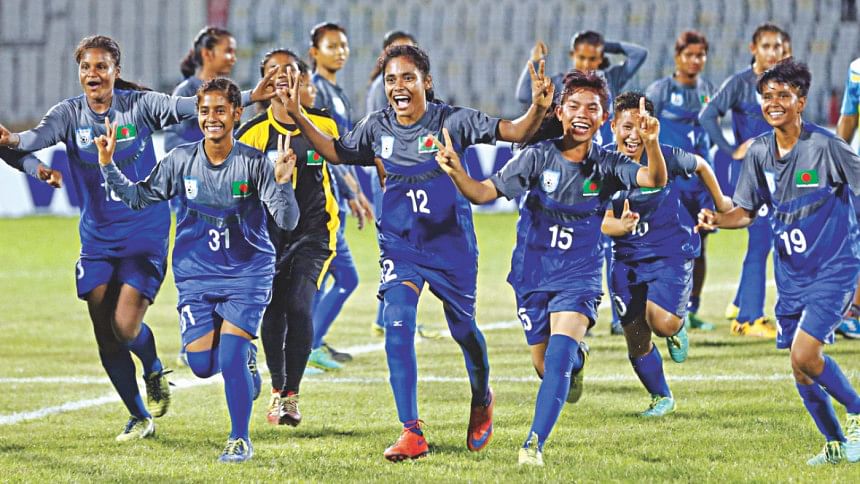 Bangladesh players run for joy after beating Kyrgyzstan bangladesh beat Kyrgyzstan, biggest victory