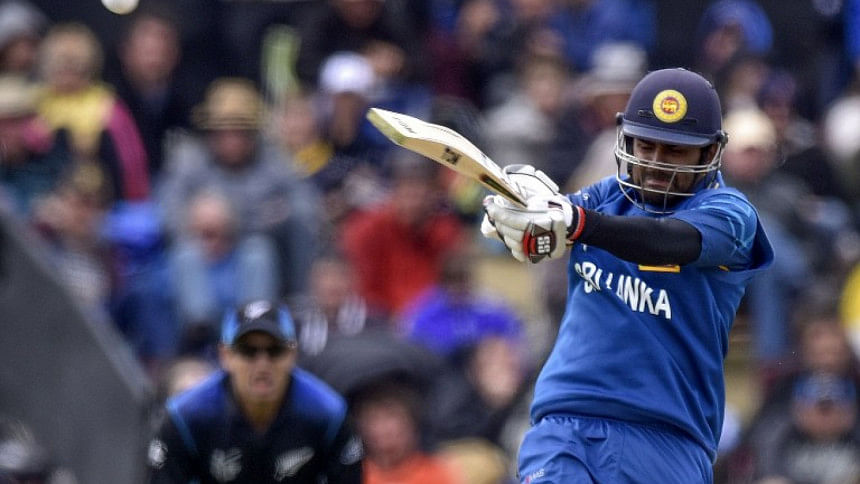 Thirumane Bats Sri Lankan batter Lahiru Thirimanne plays a shot