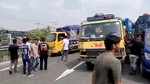 HSC examinees of various colleges in Tangail kept the Dhaka-Tangail highway blocked for more than one hour. Photo: Star