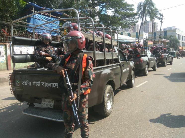 BGB personnel were seen deployed. 