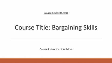 Bargaining skills