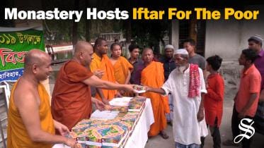 Buddhist monastery distributes iftar