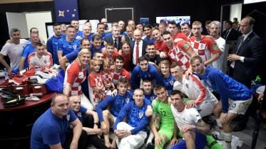 Croatia with teammates and Presidents.JPG