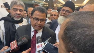 Finance Minister AHM Mustafa Kamal talk to reporters