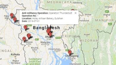 Bangladesh anti-militancy operation interractive map