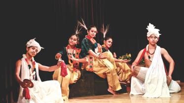 Shadhona dancers perform at the dance drama.