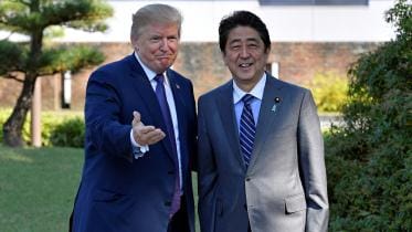 US President Donald Trump with Japanese Prime Minister Shinzo Abe
