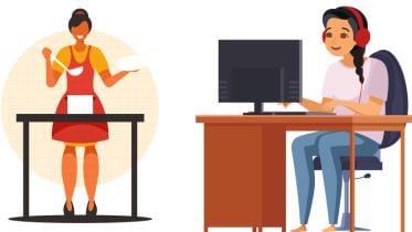 Women doing multiple things