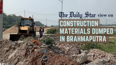 Construction materials dumped in Brahmaputra
