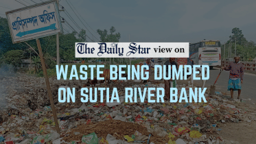 waste being dumped on sutia river bank