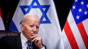 US President Joe Biden in Tel Aviv, Israel, on October 18, 2023.