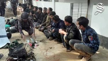 Myanmar border police members in Bangladesh