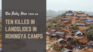ten killed in landslides in rohingya camps