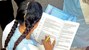 Photo of student studying before exam