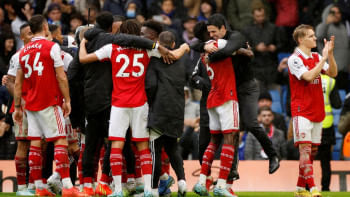 Arsenal players' celebrating.