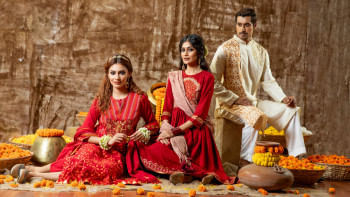 Vibrant colours of Puja celebrations Vibrant colours of Puja celebrations