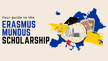 Your guide to the Erasmus Mundus scholarship An illustration with the text "Your guide to the Erasmus Mundus scholarship".