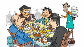 NRBC Bank's Hungry Top Managers: 20 plates of rice, 118 plates of curries for a lunch of 4! NRBC Bank's Hungry Top Managers: 20 plates of rice, 118 plates of curries for a lunch of 4!