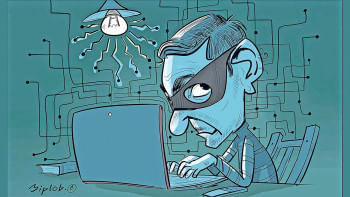 Government mishandling of personal data: Where does it end? Illustration showing man stealing data