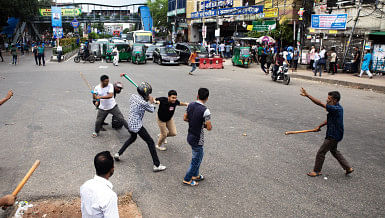 Protestor being beaten